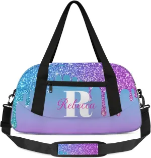 Custom Name Sports Duffel Bag Personalized Dance Gym Bag for Women Men Overnight Weekender Travel Duffel Bags Lightweight 18.5in, Blue