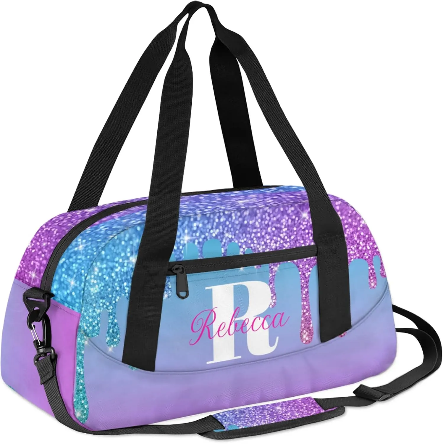 Custom Name Sports Duffel Bag Personalized Dance Gym Bag for Women Men Overnight Weekender Travel Duffel Bags Lightweight 18.5in, Blue