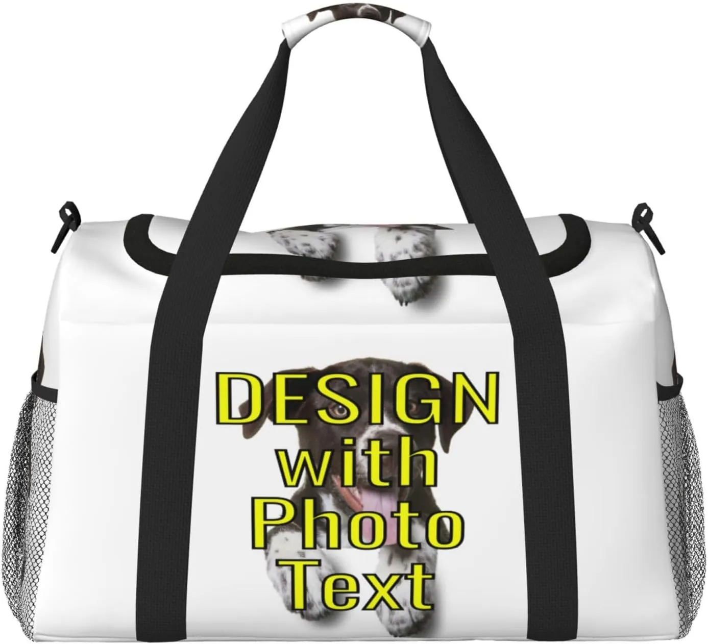 Custom Photo Big Capacity Sports Duffle Bag Customized Travel Gym Bag with Text Customize Personalized Unisex Weekender Workout Bag