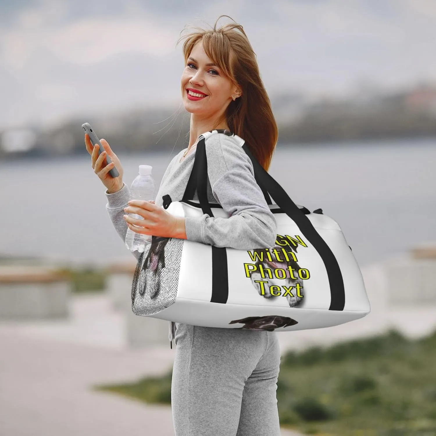 Custom Photo Big Capacity Sports Duffle Bag Customized Travel Gym Bag with Text Customize Personalized Unisex Weekender Workout Bag
