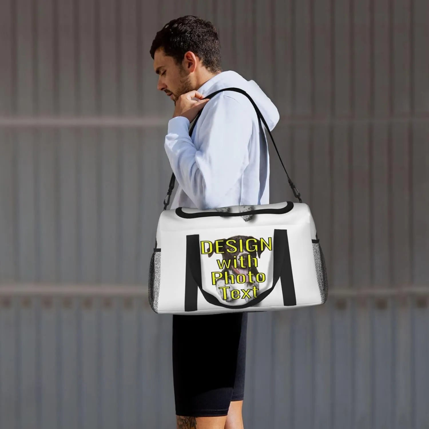 Custom Photo Big Capacity Sports Duffle Bag Customized Travel Gym Bag with Text Customize Personalized Unisex Weekender Workout Bag