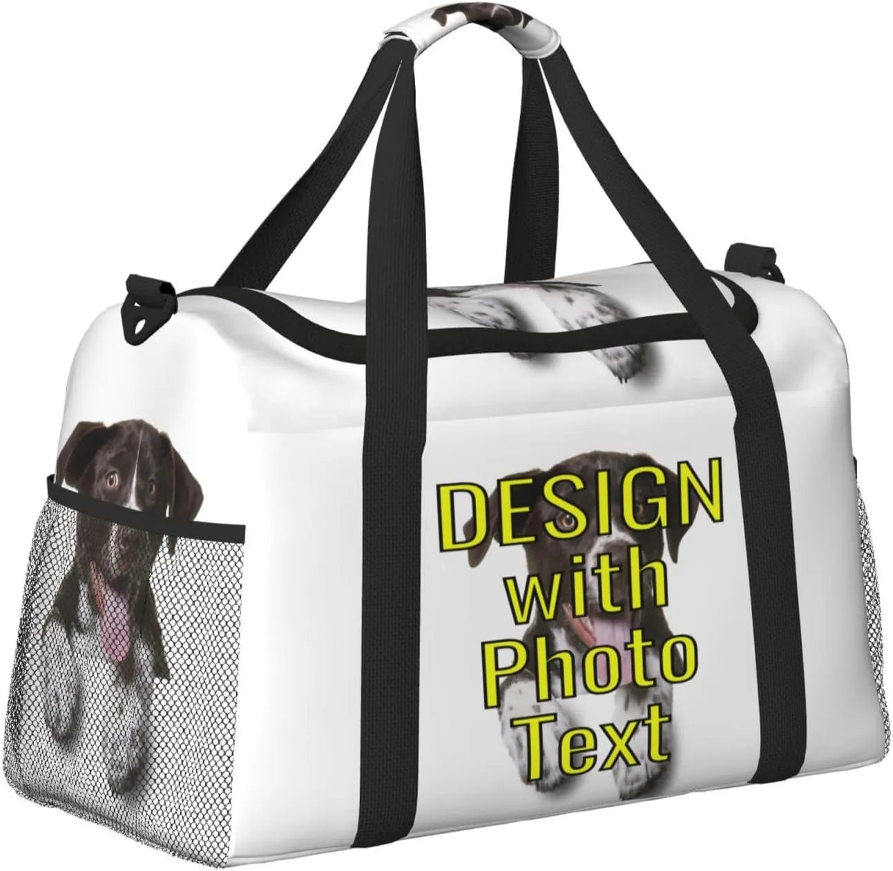 Custom Photo Big Capacity Sports Duffle Bag Customized Travel Gym Bag with Text Customize Personalized Unisex Weekender Workout Bag