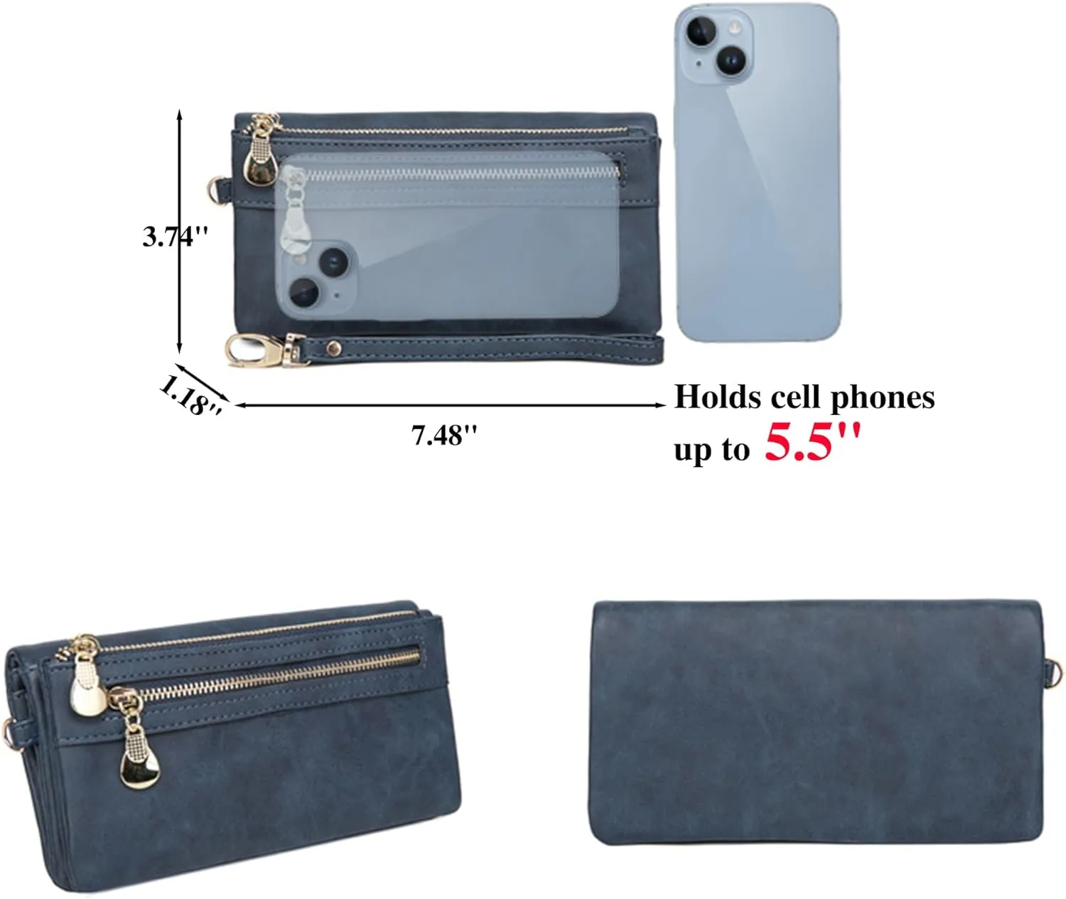 Custom Travel Three Zip Wristlet Wallet Purse Clutch with Credit Card Holder for Women Mothers Day Gifts (Red)