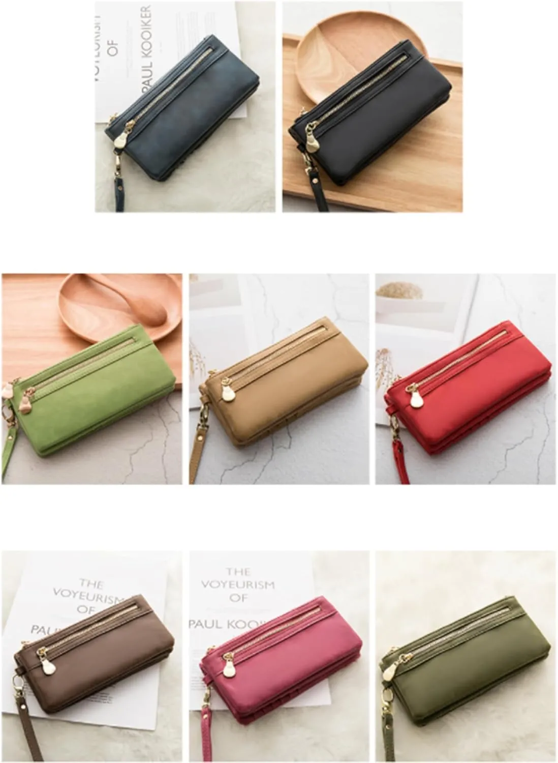 Custom Travel Three Zip Wristlet Wallet Purse Clutch with Credit Card Holder for Women Mothers Day Gifts (Red)