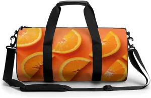 Cut Orange Slices Travel Gym Bag for Women Men Minimalist Cylindrical Duffle Bag Sport Workout Bag with Shoulder Strap