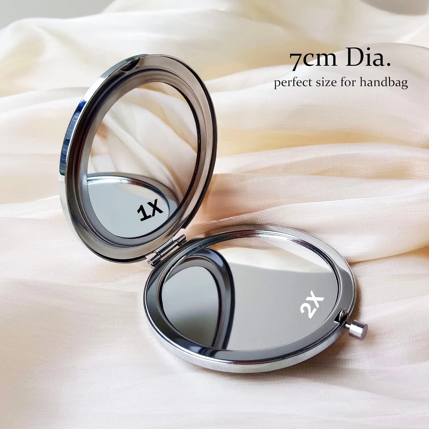 Cute Compact Mirror Pumpkin Coach Small Mirror Girl's Gift Travel Mirror 1x/2x Magnification Travel Makeup Mirror (Pumpkin Coach)