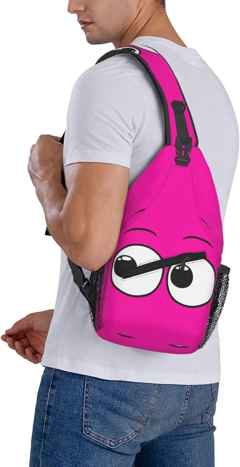 Cute Funny Cartoon Sketch Eyes Crossbody Bag Cross Chest Bag Adjustable Sling Backpack Sports Gym Shoulder Bags Travel Cycling Daypack Diagonally Casual Rucksack