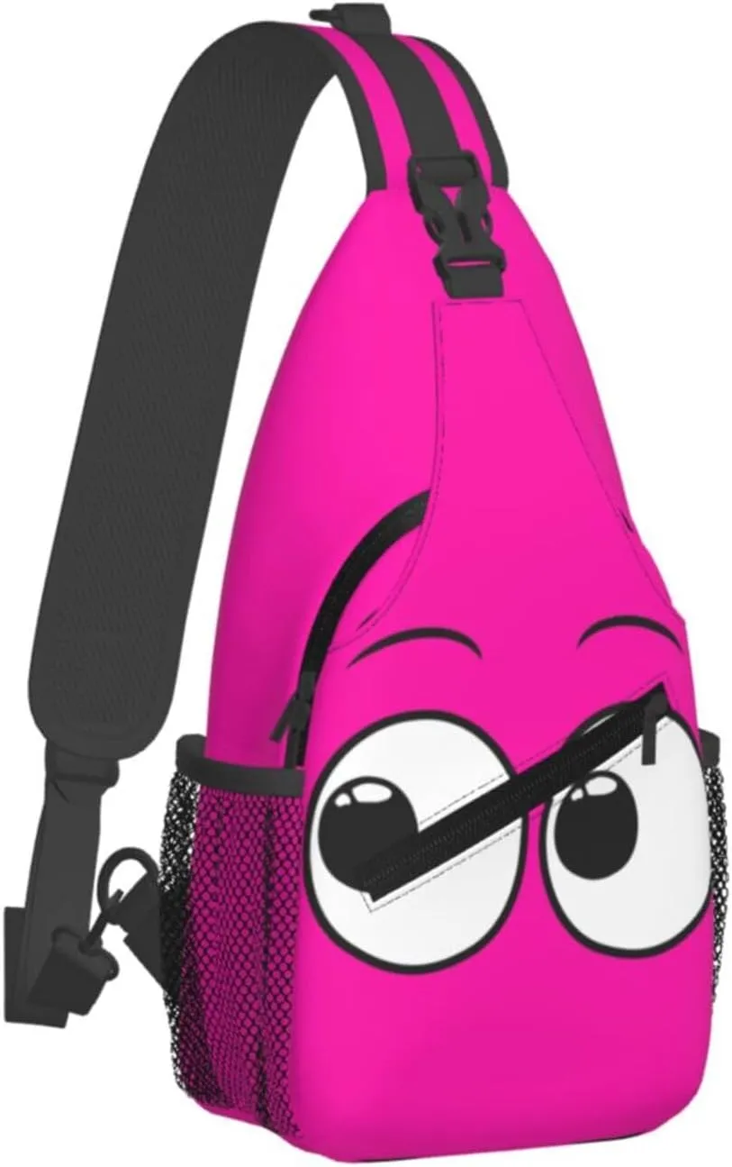 Cute Funny Cartoon Sketch Eyes Crossbody Bag Cross Chest Bag Adjustable Sling Backpack Sports Gym Shoulder Bags Travel Cycling Daypack Diagonally Casual Rucksack