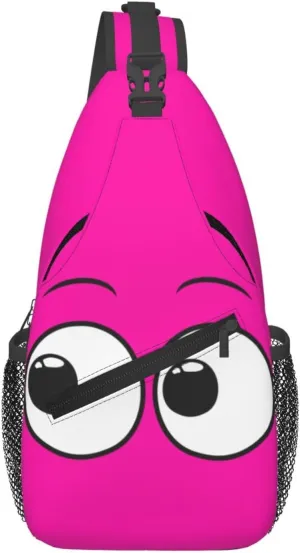 Cute Funny Cartoon Sketch Eyes Crossbody Bag Cross Chest Bag Adjustable Sling Backpack Sports Gym Shoulder Bags Travel Cycling Daypack Diagonally Casual Rucksack