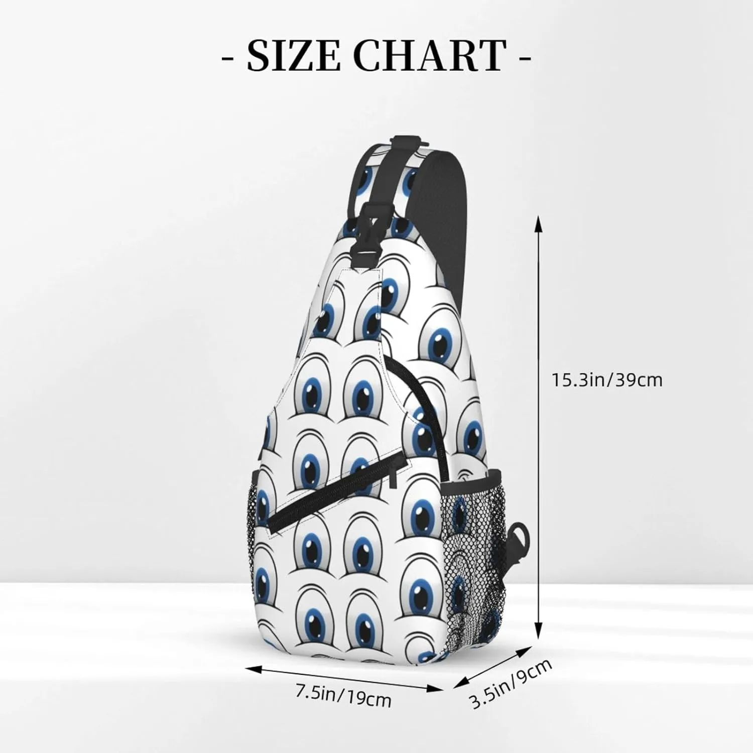 Cute Funny Cartoon Sketch Eyes Crossbody Bag Cross Chest Bag Adjustable Sling Backpack Sports Gym Shoulder Bags Travel Cycling Daypack Diagonally Casual Rucksack