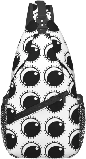 Cute Funny Cartoon Sketch Eyes Crossbody Bag Cross Chest Bag Adjustable Sling Backpack Sports Gym Shoulder Bags Travel Cycling Daypack Diagonally Casual Rucksack