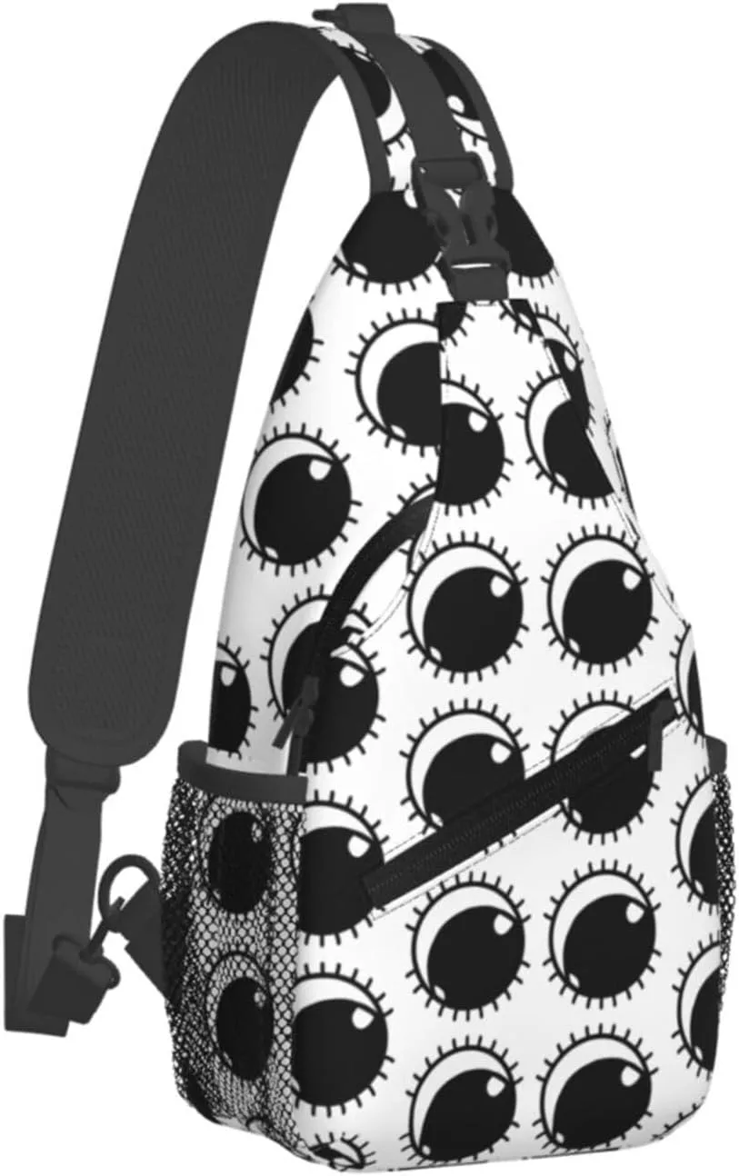 Cute Funny Cartoon Sketch Eyes Crossbody Bag Cross Chest Bag Adjustable Sling Backpack Sports Gym Shoulder Bags Travel Cycling Daypack Diagonally Casual Rucksack