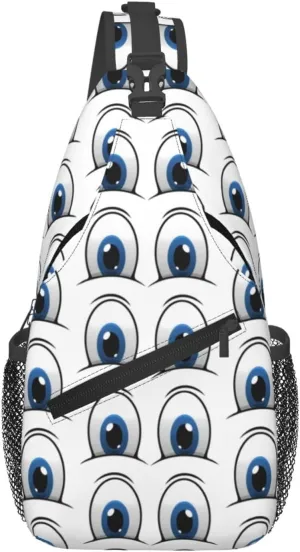 Cute Funny Cartoon Sketch Eyes Crossbody Bag Cross Chest Bag Adjustable Sling Backpack Sports Gym Shoulder Bags Travel Cycling Daypack Diagonally Casual Rucksack
