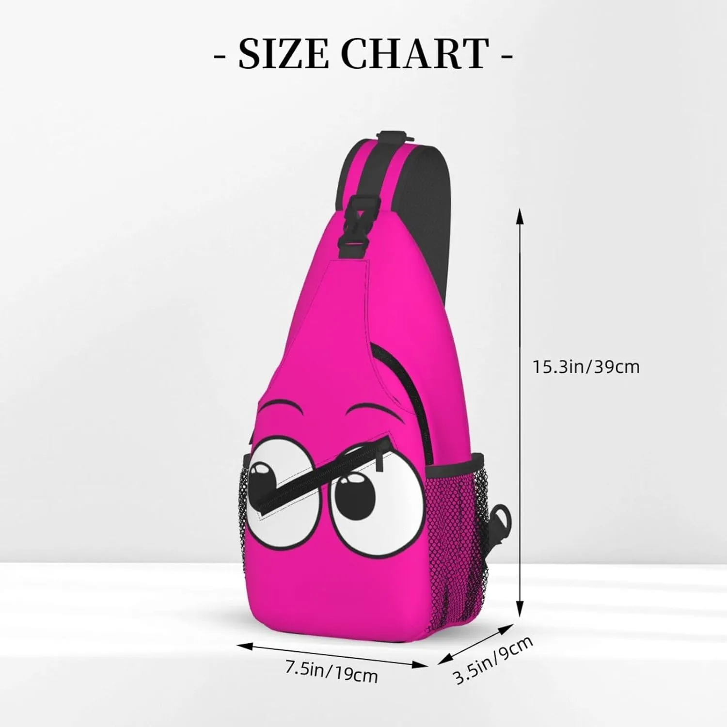 Cute Funny Cartoon Sketch Eyes Crossbody Bag Cross Chest Bag Adjustable Sling Backpack Sports Gym Shoulder Bags Travel Cycling Daypack Diagonally Casual Rucksack