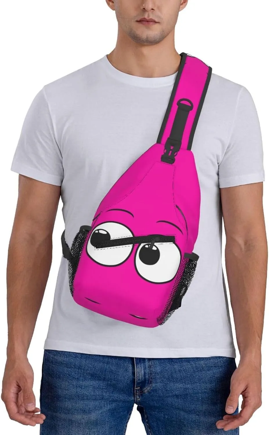 Cute Funny Cartoon Sketch Eyes Crossbody Bag Cross Chest Bag Adjustable Sling Backpack Sports Gym Shoulder Bags Travel Cycling Daypack Diagonally Casual Rucksack