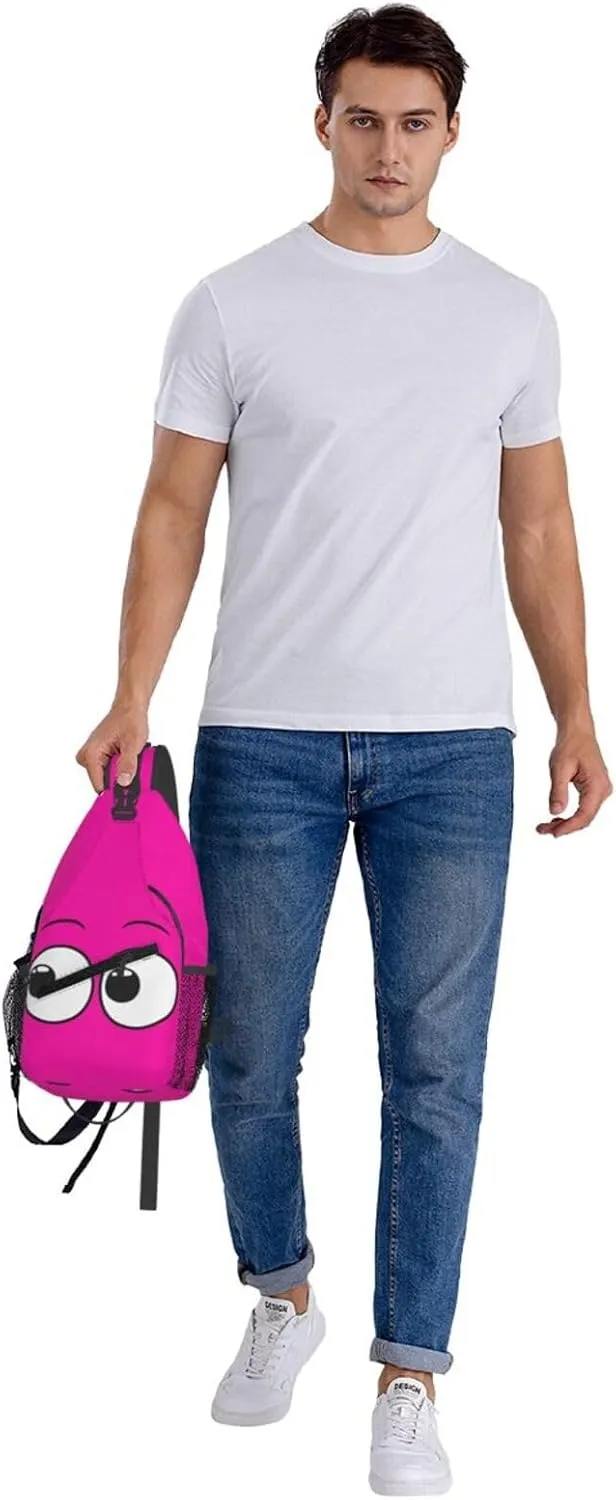 Cute Funny Cartoon Sketch Eyes Crossbody Bag Cross Chest Bag Adjustable Sling Backpack Sports Gym Shoulder Bags Travel Cycling Daypack Diagonally Casual Rucksack