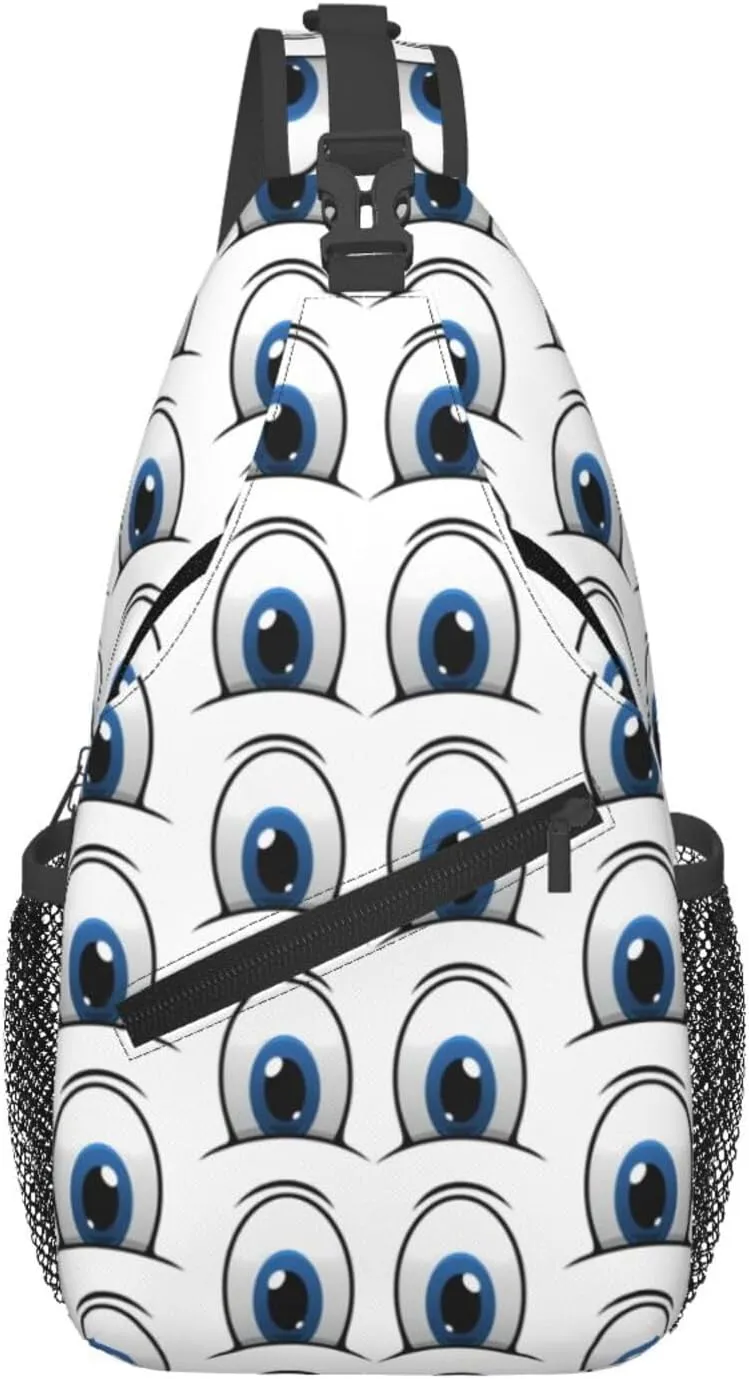 Cute Funny Cartoon Sketch Eyes Crossbody Bag Cross Chest Bag Adjustable Sling Backpack Sports Gym Shoulder Bags Travel Cycling Daypack Diagonally Casual Rucksack