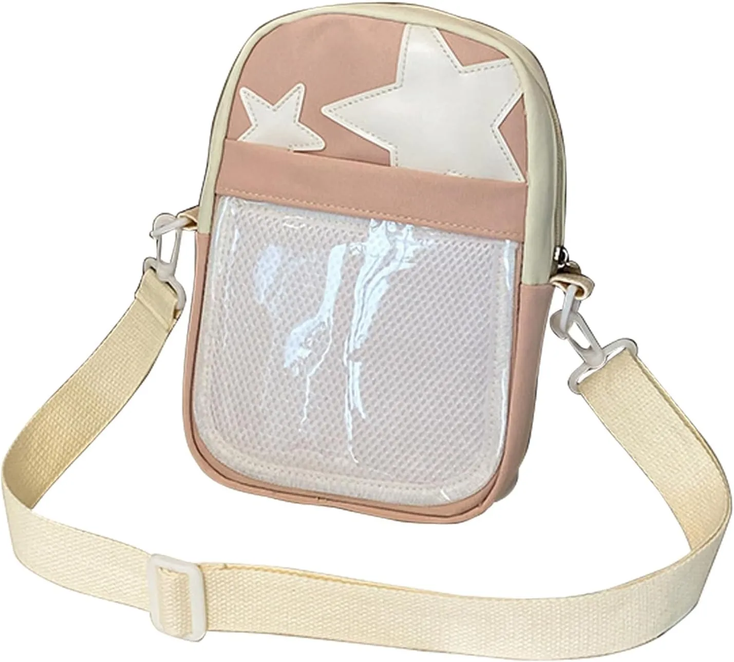 Cute Ita Bag Y2K Crossbody Purse Pin Display Bag with Insert Double Straps Star Satchel Shoulder Bag for Women
