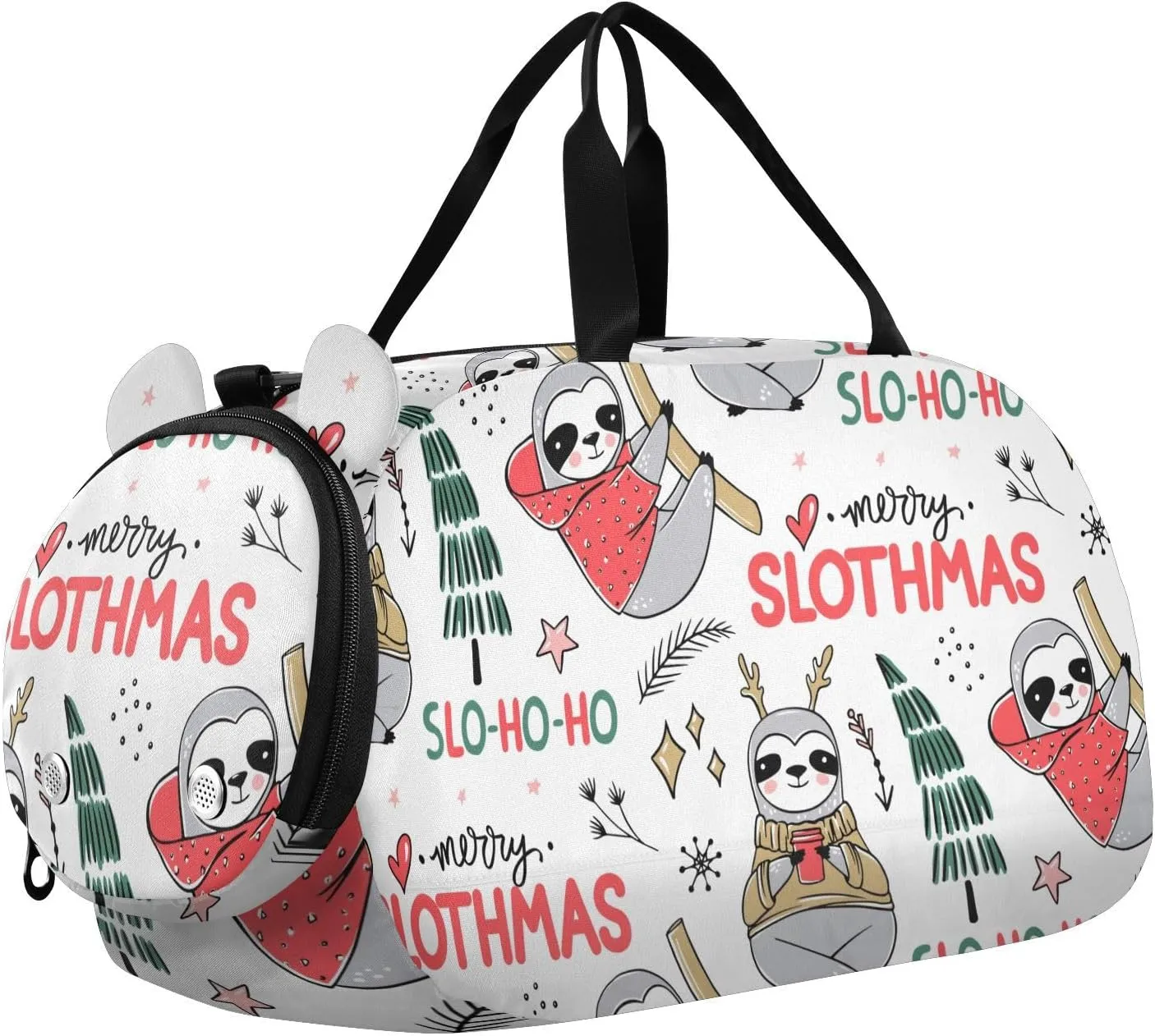 Cute Sloth Pattern Gym Travel Duffel Bag with Shoe Compartment for Boys Girls - Gymnastics Sports Dance Football Travel Bag Teens Weekender Sleepover