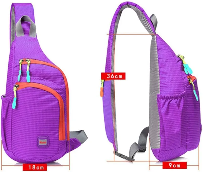 Cycling Crossbody Shoulder Backpack,Waterproof Sling Backpack Multifunctional One Shoulder Bag Chest Bag for Cycling Outdoor Travel Walking Hiking,Purple