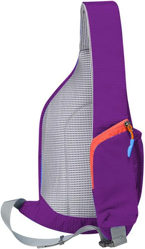 Cycling Crossbody Shoulder Backpack,Waterproof Sling Backpack Multifunctional One Shoulder Bag Chest Bag for Cycling Outdoor Travel Walking Hiking,Purple