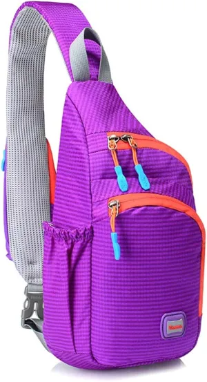 Cycling Crossbody Shoulder Backpack,Waterproof Sling Backpack Multifunctional One Shoulder Bag Chest Bag for Cycling Outdoor Travel Walking Hiking,Purple