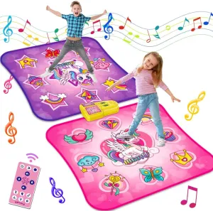 Dance Mat Toys for 3-12 Year Old Kids, Single & Double Player Dance Game Pad with Led Light & Wireless Bluetooth, 9 Levels Built-in Music Play Mats, Birthday Xmas Gift for Girls Boys Toddlers