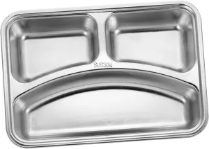 DECHOUS Stainless Steel 304 Meal Plate Divided Food Plate Lid Bento Tray for Adults