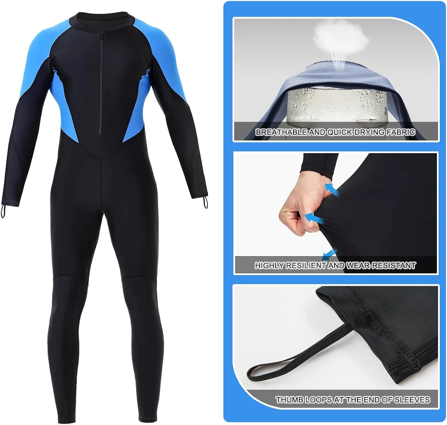 DEHAI Women Men Dive Skins Suit Thin Wetsuit, Rash Guard Full Body Swim Swimsuit, Wet Suits Drysuits Long Sleeve Youth UV Sunsuit for Diving Kayaking Surfing Scuba Waterski Water Sports