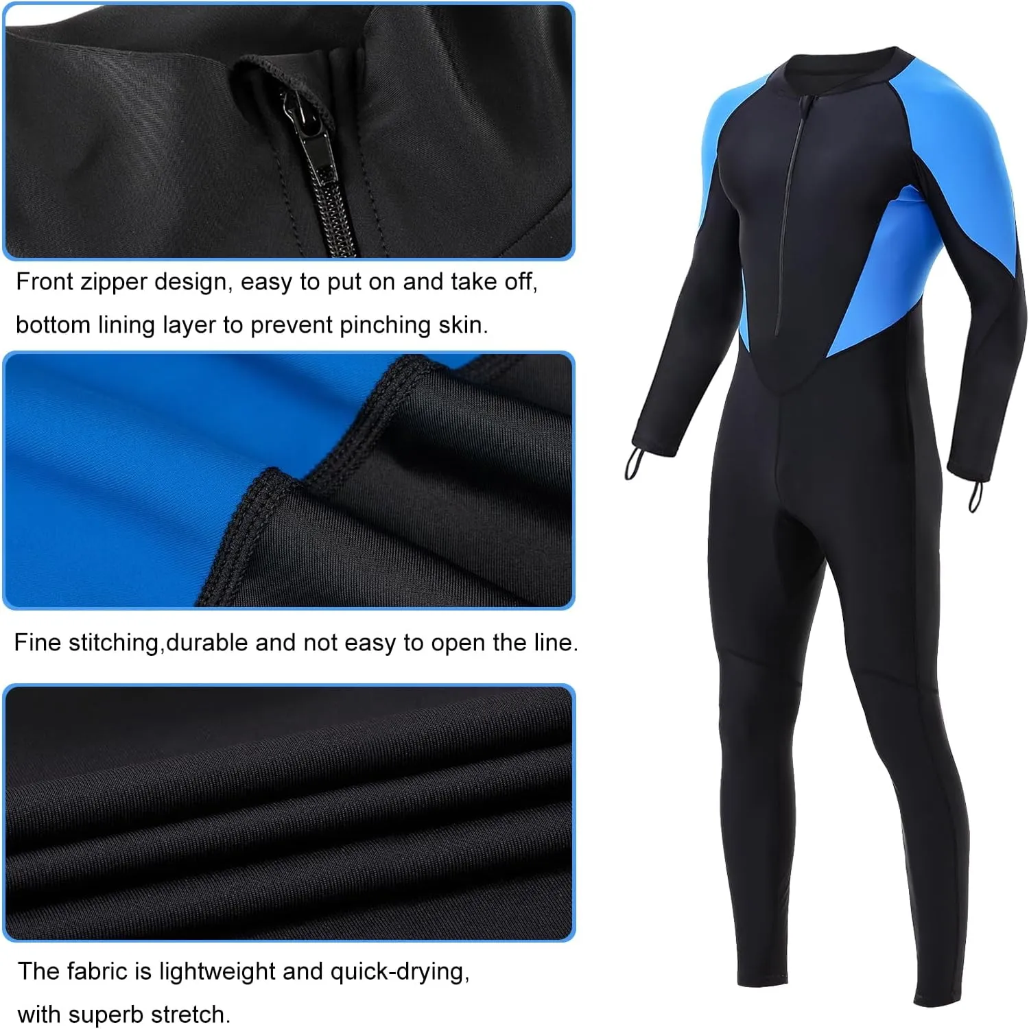 DEHAI Women Men Dive Skins Suit Thin Wetsuit, Rash Guard Full Body Swim Swimsuit, Wet Suits Drysuits Long Sleeve Youth UV Sunsuit for Diving Kayaking Surfing Scuba Waterski Water Sports