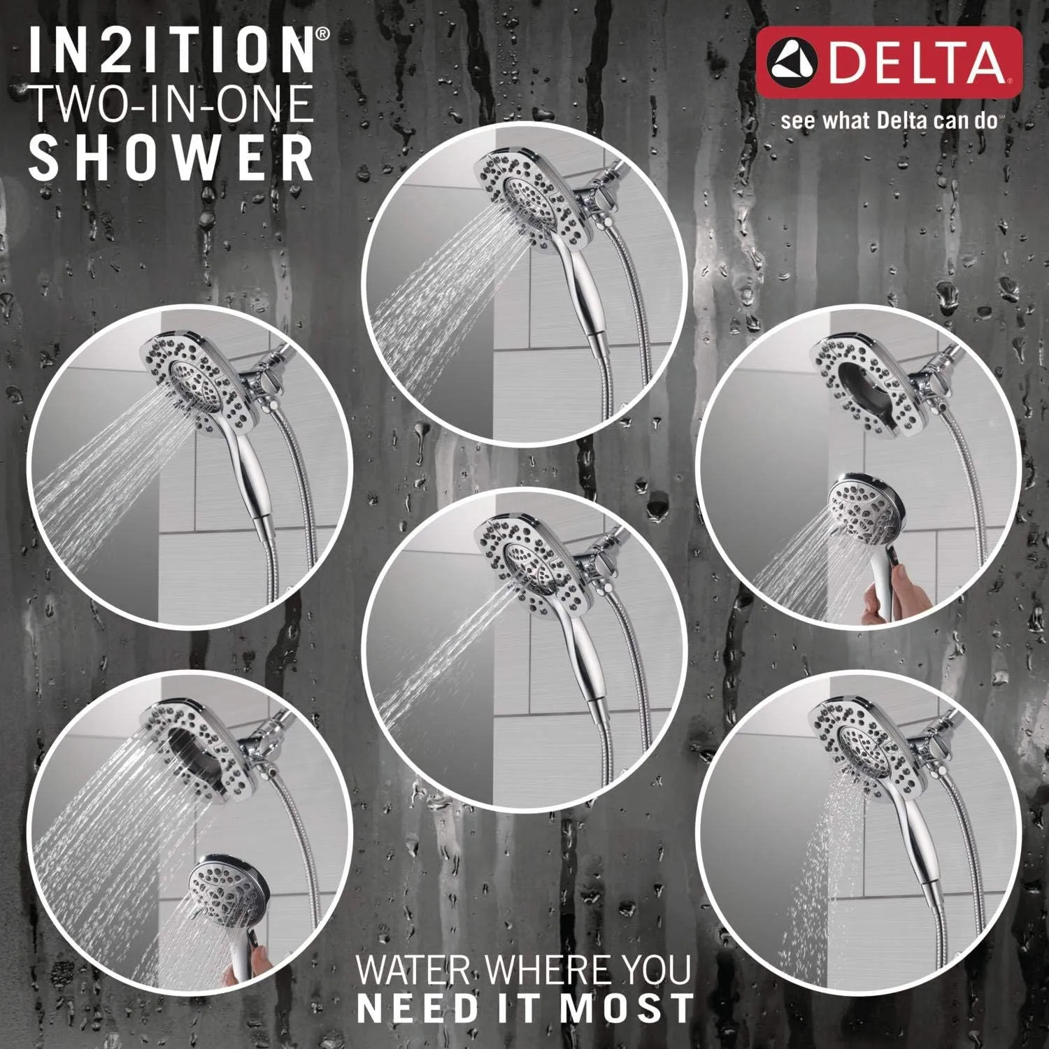 DELTA 58498 In2ition HSSH 1.75 GPM 4-Setting Combo, Chrome