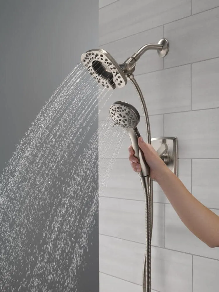 Delta Faucet 4-Spray In2ition Dual Shower Head with Handheld Spray, Brushed Nickel Shower Head with Hose, Showerheads & Handheld Showers, Handheld Shower Heads, Stainless 58498-SS