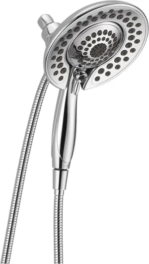 Delta Faucet 5-Spray In2ition 2-in-1 Dual Shower Head with HandHeld Spray, Chrome Hand Held Shower Head with Hose, Handheld Shower Heads, 2.5 GPM Shower Head, Lumicoat Chrome 58569-PR25-PK