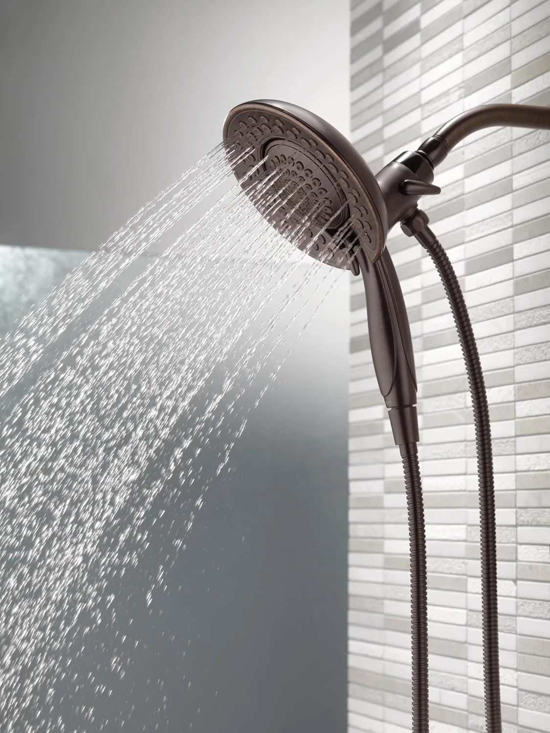 Delta Faucet 5-Spray In2ition 2-in-1 Dual Shower Head with HandHeld Spray, Oil Rubbed Bronze Hand Held Shower Head with Hose, Handheld Shower Heads, 2.5 GPM Shower Head, Venetian Bronze 58569-RB25-PK