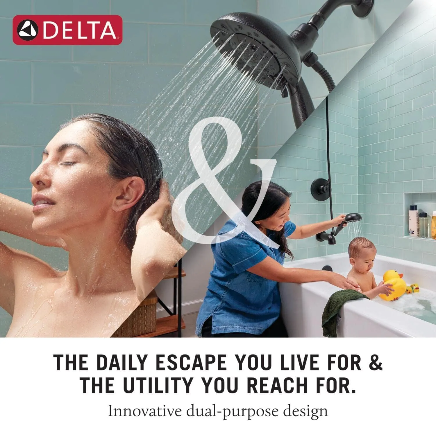Delta Faucet 5-Spray In2ition 2-in-1 Dual Shower Head with HandHeld Spray, Oil Rubbed Bronze Hand Held Shower Head with Hose, Handheld Shower Heads, 2.5 GPM Shower Head, Venetian Bronze 58569-RB25-PK