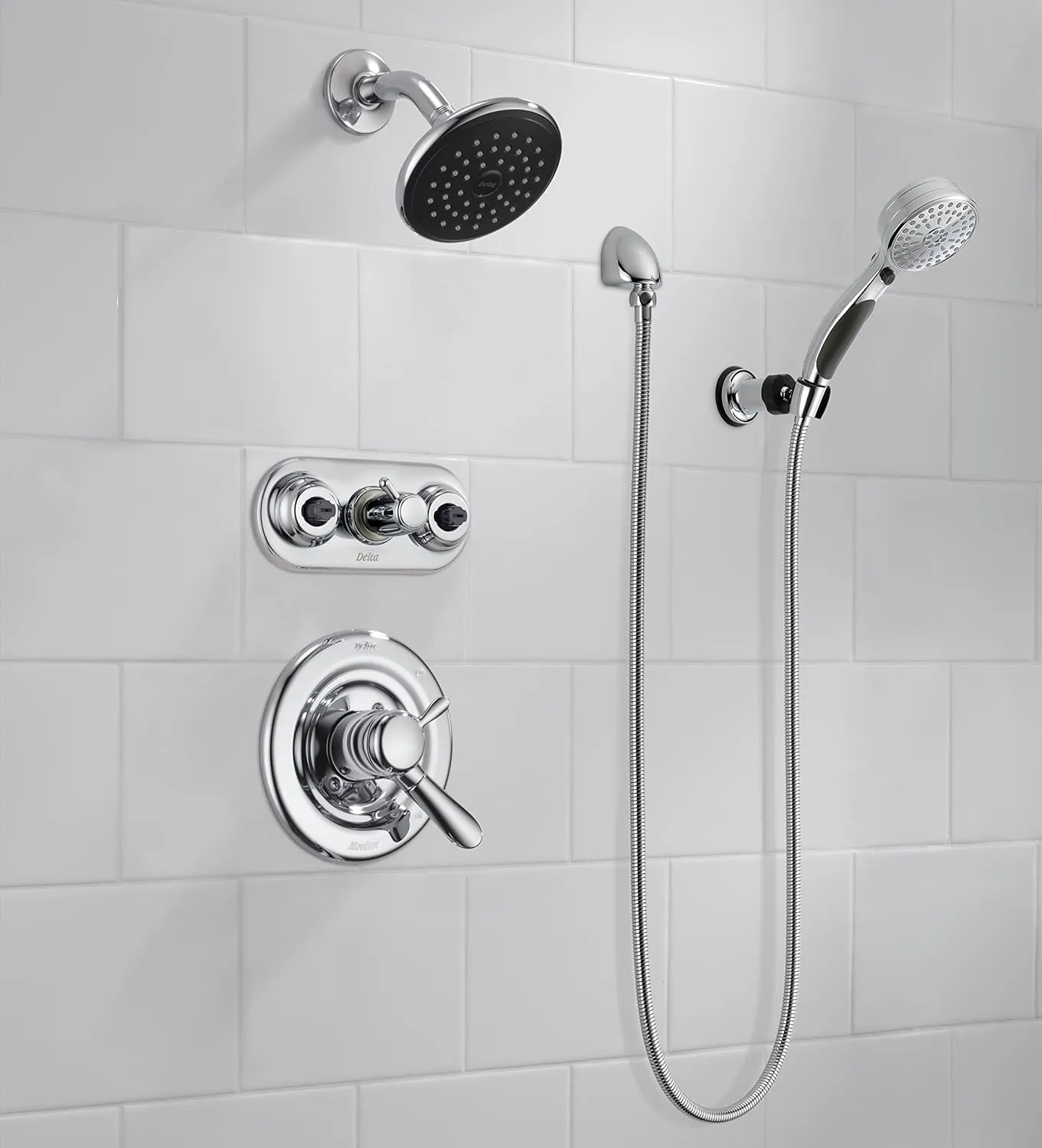 Delta Faucet 9-Spray Touch-Clean Wall-Mount Hand Held Shower with Hose, Chrome 55424