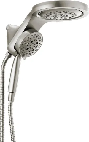 Delta Faucet HydroRain 5-Spray H2Okinetic Dual Shower Head with Handheld Spray, Brushed Nickel Shower Head with Hose, Handheld Shower Head, 2.5 GPM Flow Rate, Lumicoat Stainless 58680-SS-PR25