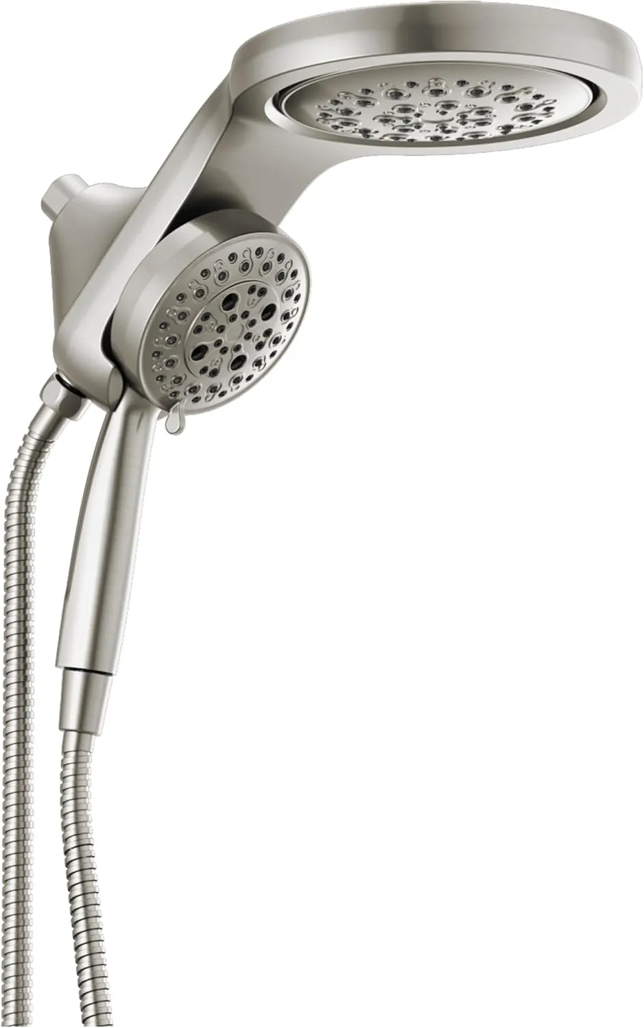 Delta Faucet HydroRain 5-Spray H2Okinetic Dual Shower Head with Handheld Spray, Brushed Nickel Shower Head with Hose, Handheld Shower Head, 2.5 GPM Flow Rate, Lumicoat Stainless 58680-SS-PR25
