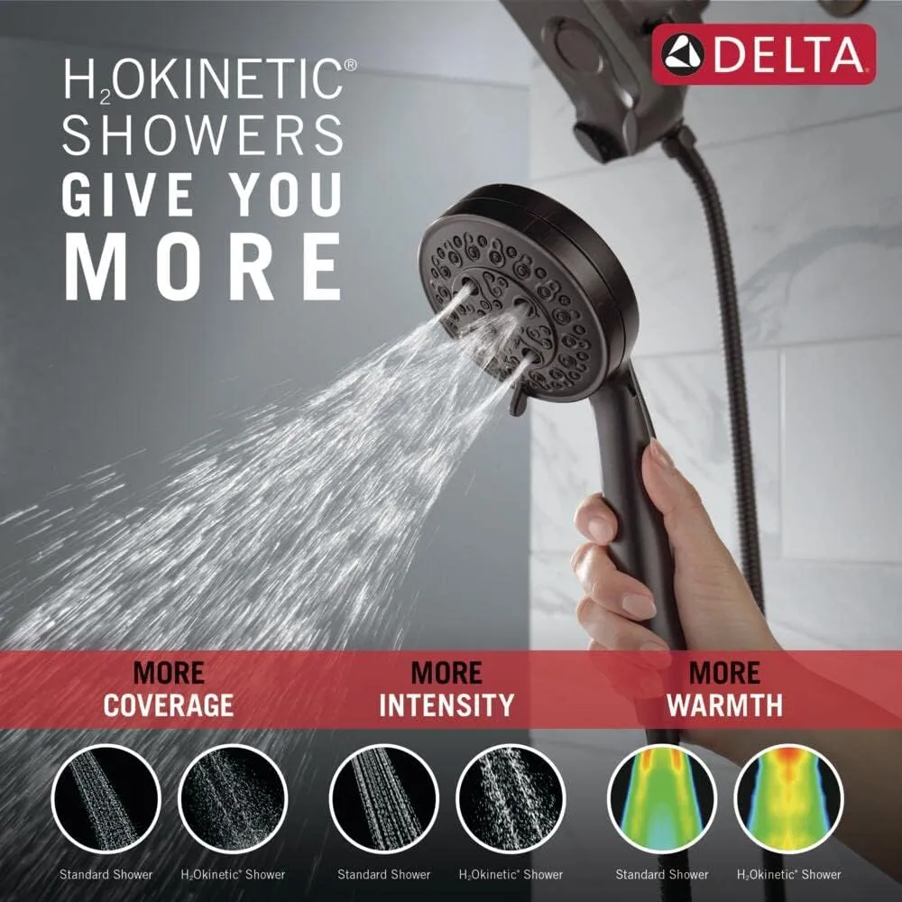 Delta Faucet HydroRain 5-Spray H2Okinetic Dual Shower Head with Handheld Spray, Oil Rubbed Bronze Shower Head with Hose, Handheld Shower Heads, 2.5 GPM Flow Rate, Venetian Bronze 58680-RB25
