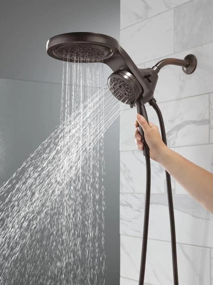 Delta Faucet HydroRain 5-Spray H2Okinetic Dual Shower Head with Handheld Spray, Oil Rubbed Bronze Shower Head with Hose, Handheld Shower Heads, 2.5 GPM Flow Rate, Venetian Bronze 58680-RB25