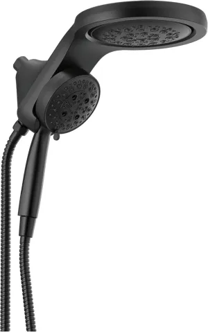 Delta Faucet HydroRain H2Okinetic Dual Shower Head with Handheld 5-Spray, Hose, Detachable Shower Head, 2.5 GPM Flow Rate, Matte Black 58680-BL25