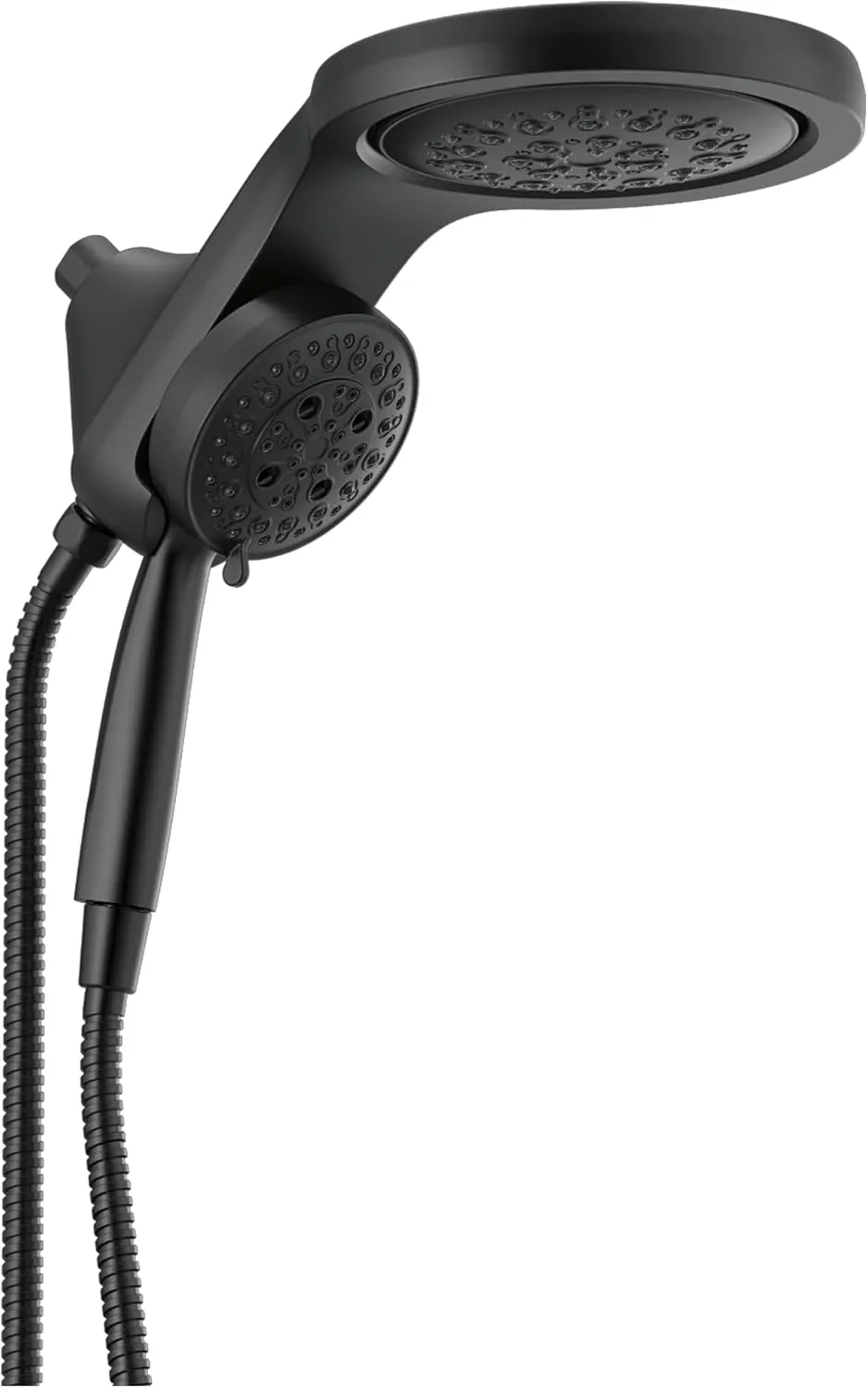 Delta Faucet HydroRain H2Okinetic Dual Shower Head with Handheld 5-Spray, Hose, Detachable Shower Head, 2.5 GPM Flow Rate, Matte Black 58680-BL25