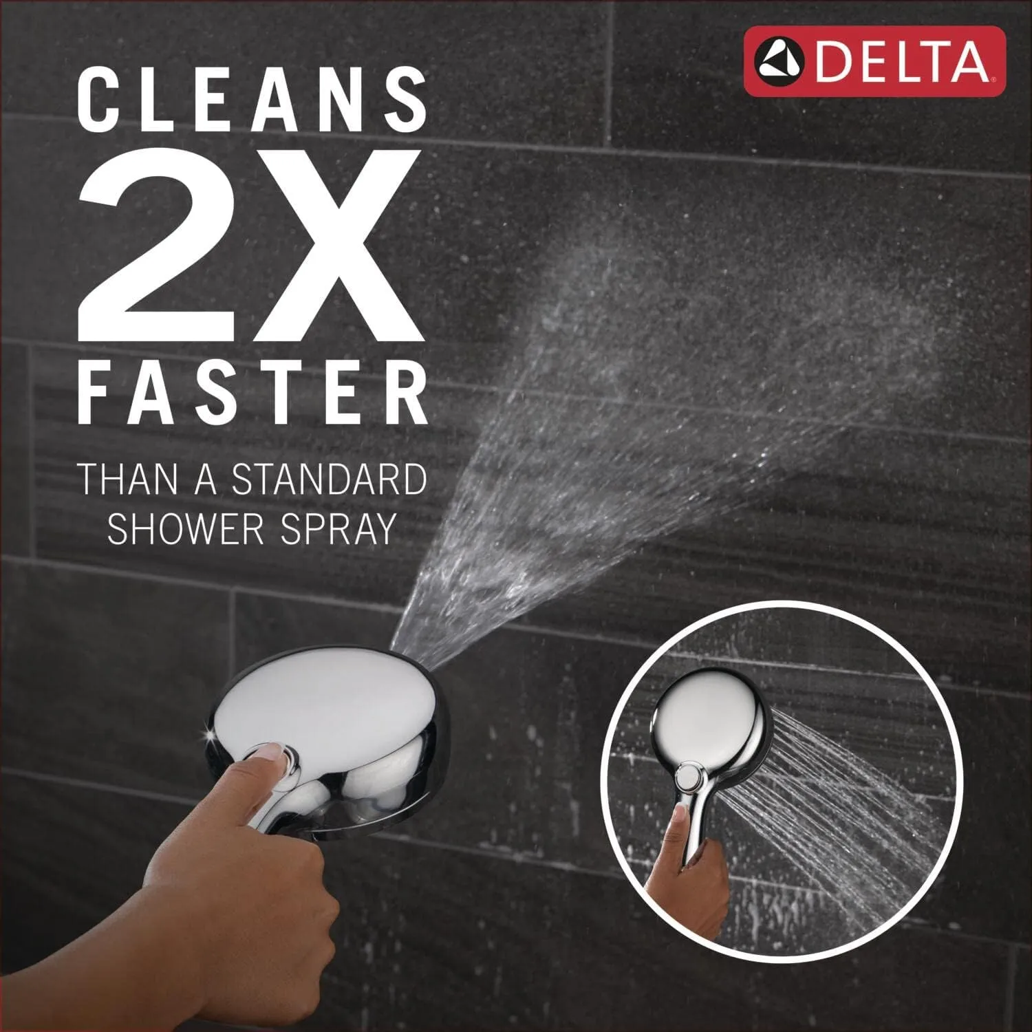 Delta Faucet ProClean Chrome Shower Head with Handheld, Showerhead with High Pressure Spray, Handheld Shower Head, 6 Spray Settings, Chrome 75740