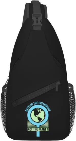 Destroy The Patriarchy Not The Planet Crossbody Bags For Women Men Chest Backpack Gym Shoulder Bag Travel Outdoor Sports Casual Crossbody Bags