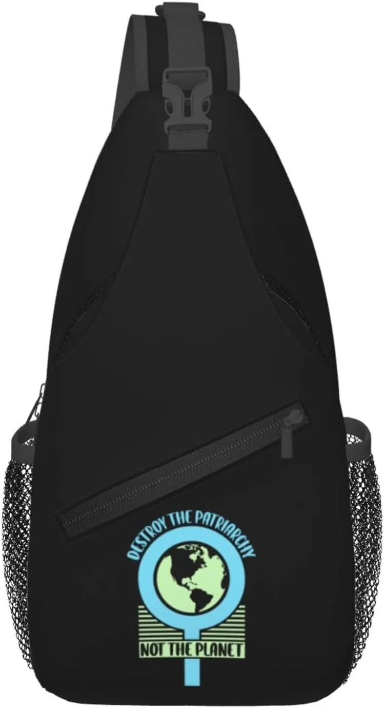 Destroy The Patriarchy Not The Planet Crossbody Bags For Women Men Chest Backpack Gym Shoulder Bag Travel Outdoor Sports Casual Crossbody Bags