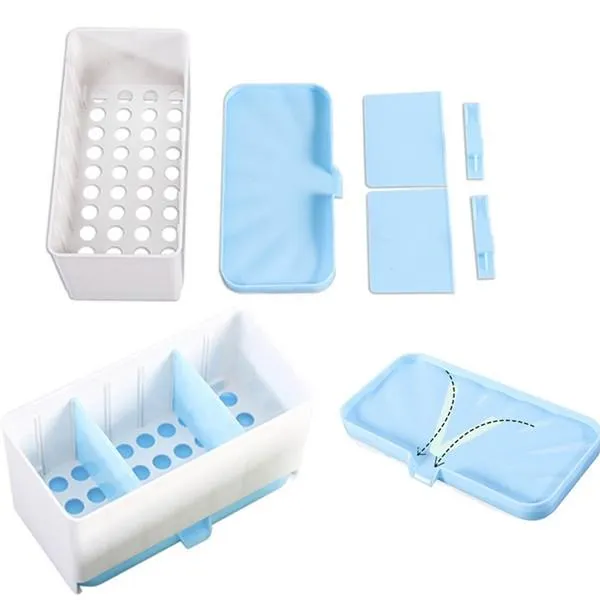 Detachable Multifunctional Kitchen Accessories Drain Chopsticks Cabinet Fork Knife Cutlery Organizer Storage Box Blue
