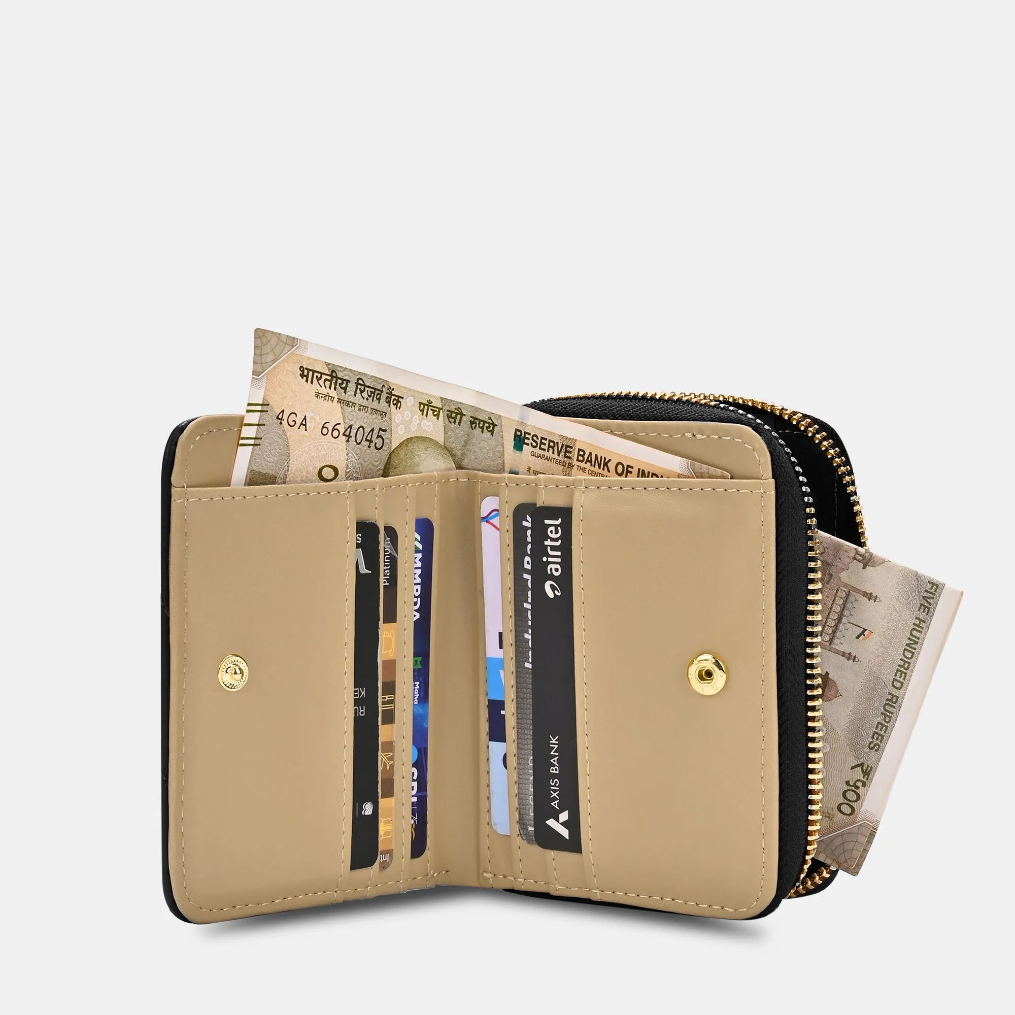 Diagonal Flap25 Small Zip Wallet