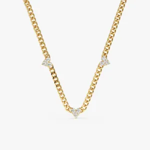Diamond Heart Cuban Chain Station Necklace, Riley