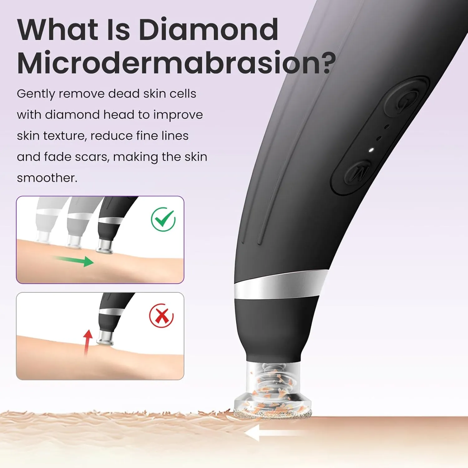 Diamond Microdermabrasion Machine, Handheld Facial Dermabrasion Device, Portable Microdermabrasion Tool with 12 Diamond Tips, Blackhead Removal for Home Travel