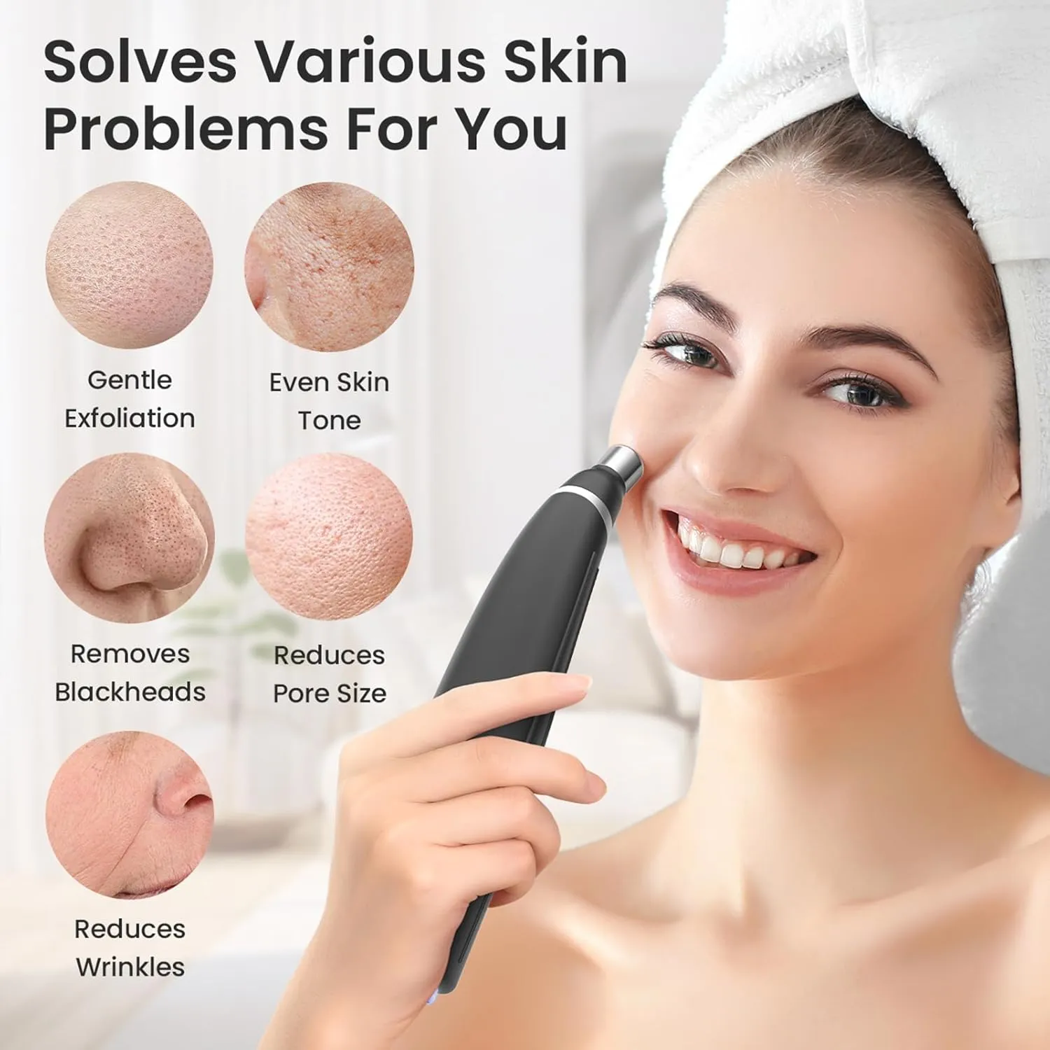 Diamond Microdermabrasion Machine, Handheld Facial Dermabrasion Device, Portable Microdermabrasion Tool with 12 Diamond Tips, Blackhead Removal for Home Travel